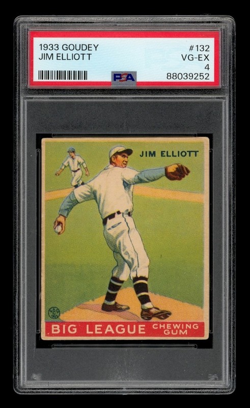 1933 Goudey Set-Break #132 Jim Elliott PSA 4 VG-EX