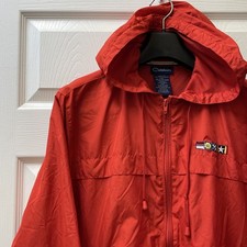 Vintage Catalina Women's Large Red Full-Zip Hooded Windbreaker Sailing Jacket