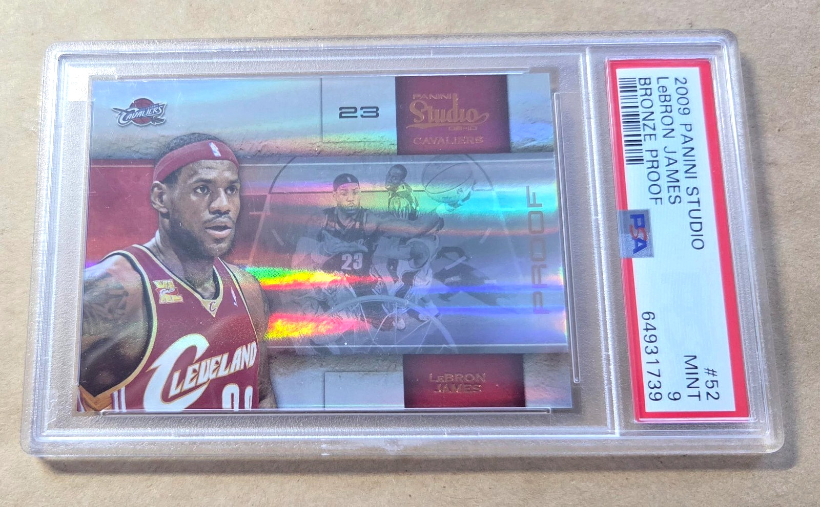 LEBRON JAMES ~~~ ( sp  001/199 ) BRONZE PROOF ~~~ 2009 panini studio PSA 9