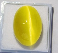 14Ct Chrysoberyl Yellow Cats Eye Oval Cabochon Loose Certified Gemstone