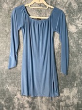 Pretty Little Thing Dress Long Sleeve Neck Short Bodycon Blue Size 12