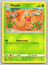 Weedle 1/111 SM - Crimson Invasion Pokemon Card - NM