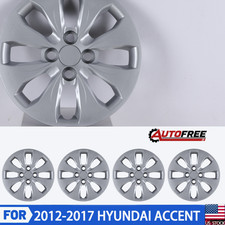 14 Silver Wheel Covers For 2012-2017 Hyundai Accent Set Of 4 Snap-on Hubcaps 14 Silver Wheel Covers For 2012-2017 Hyundai Accent Set Of 4 Snap-on Hubcaps