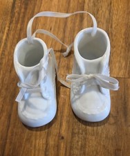 Newborn Baby Gift Unisex Ceramic "Booties" White w/ Name Date Height Weight