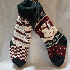 Vintage Christmas Stocking Fair Isle Style set of two. Likely Wool. Some Snags