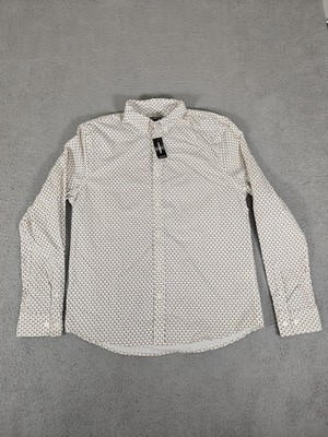 Express Shirt Mens Medium Micro Print Stretch Button Down Long Sleeve Casual