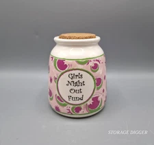 Tumbleweed Pottery "Girl's Night Out Fund" Bank Coin Ceramic Jar With Cork Lid