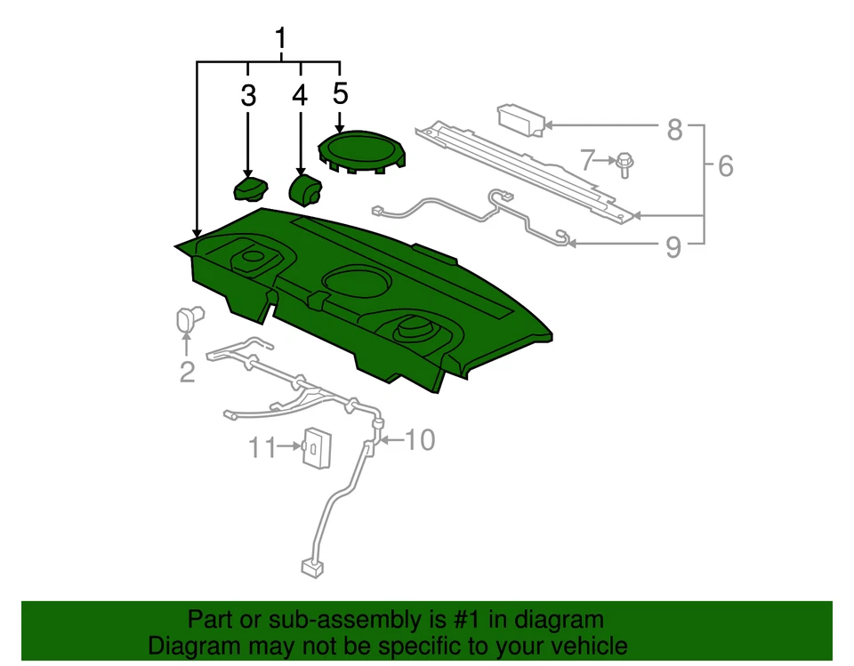 Подлинная отделка задней оконной панели GM Ebony 15922961 QTY 1 - Изображение 2 из 2