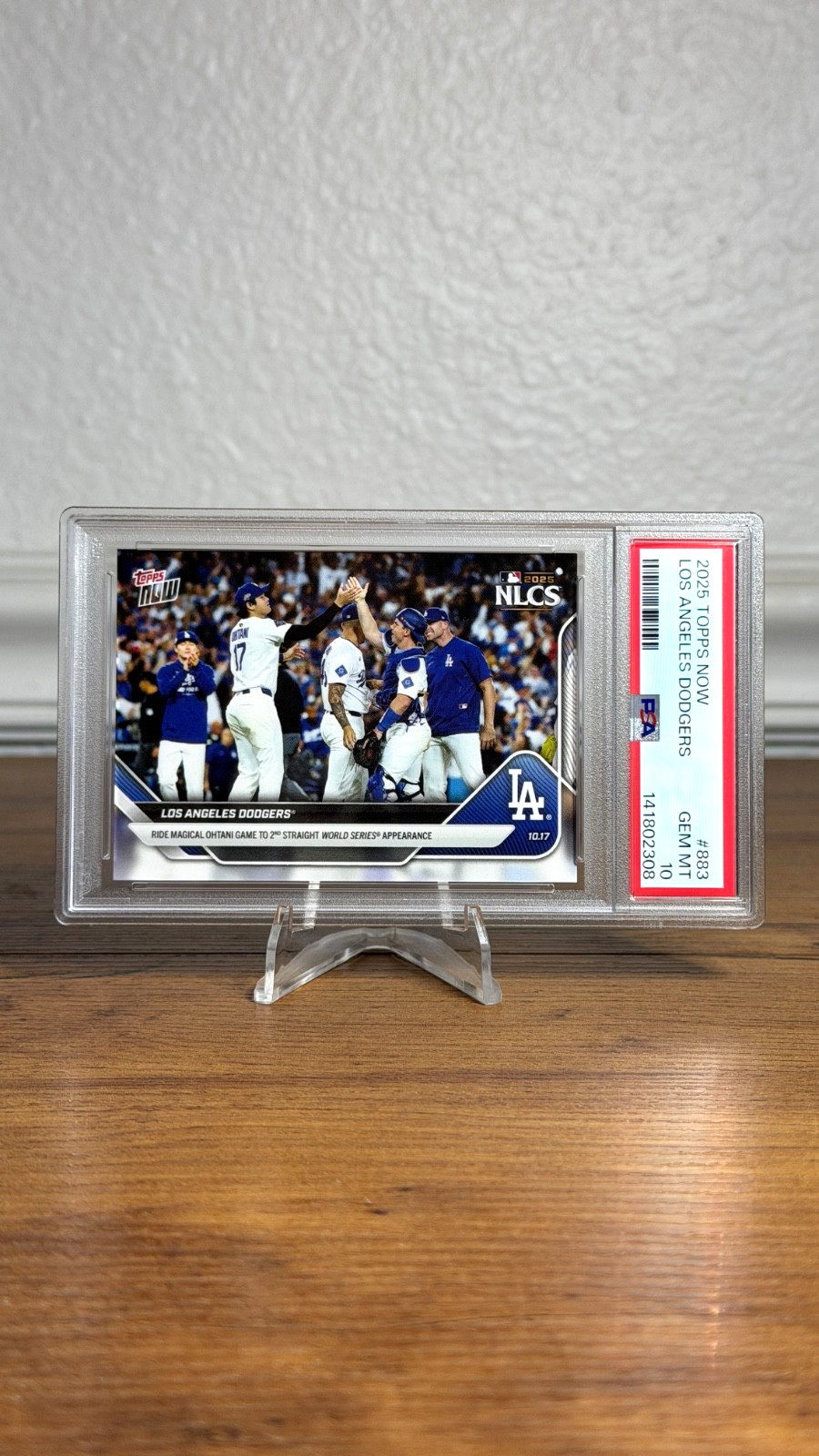 2025 Topps Now #883 Los Angeles Dodgers Magical Shohei Ohtani Wins NLCS PSA 10 view 3