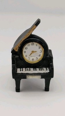 Mini Grand Piano Clock Black Quartz Desk Clock Music Lover Decor Working