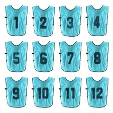 Soccer Training Vest 25" Numbered Soccer Team Sports Pinnies with Belt Blue