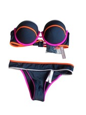 Victoria's Secret Navy W Pink, Orange Bikini 2 Piece 36 C Top, M Bottoms NWT