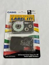 Casio EZ Label Printer Label It ! XR-9WE2s 9MM 3/8” White Tape Black Ink 2 Pack