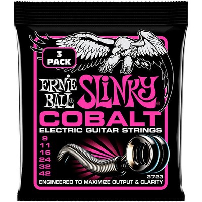 Ernie Ball Super Slinky Cobalt Electric Guitar Strings 3 Pack 09  42