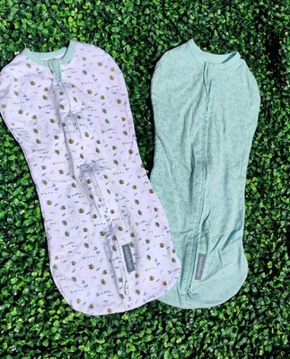 Swaddle Me by Ingenuity Pod Little Bees Gender Neutral Sleep Sack S/M lot of 2 