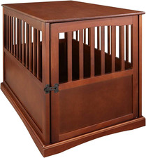 Wooden Large Pet Crate, End Table, Walnut 24 X 36.5 X 29.5 In
