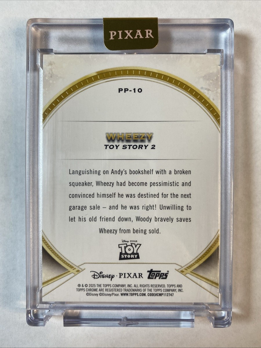 WHEEZY 2025 Topps Pixar Gold Perfection Encased RED #4/5 Toy Story