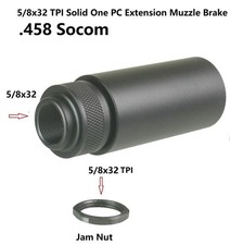 5/8X32 Low Concussion 3.2" Extension Compensator Solid Tube Muzzle Brake F .458
