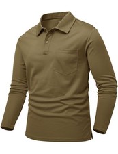 Men's Golf Polo Long Sleeve Shirts with Pocket Quick Dry Casual Outdoor Sport...