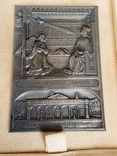 Vintage Metal Plaque Annunciation ECCE ANCILLA DOMINI Santissima Florence Italy
