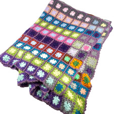 VTG Handmade Throw Crochet Granny Square Afghan Blanket 68 x 48" Roseanne Cozy