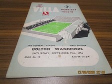 ASTON VILLA  v  BOLTON WANDERERS  1956/7  SEPTEMBER 29th