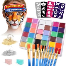 Face Painting Kit For Adult Party,32 Colors Professional Oil Face Body Paint ...