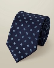 Silk Pattern Tie Navy