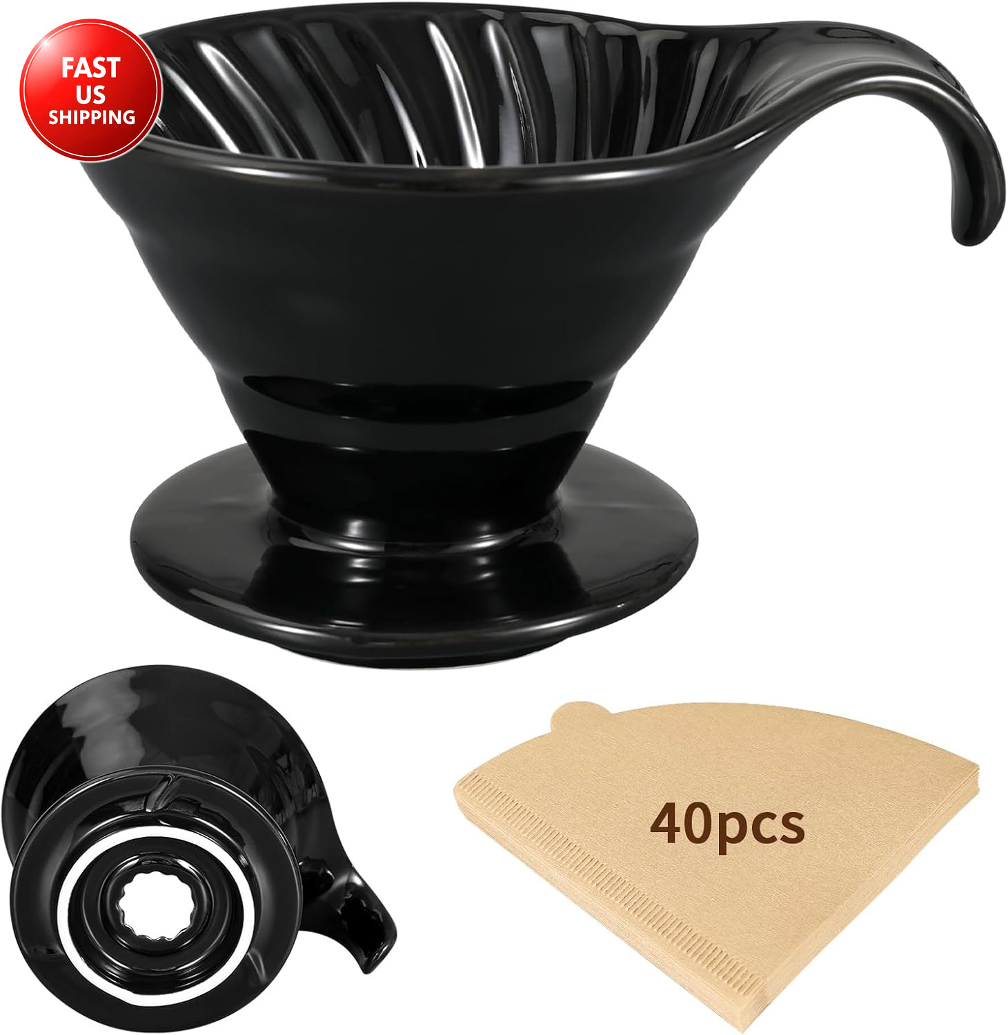Pour Over, Ceramic Coffee Pour Over, Reusable Porcelain Portable Pour over Coffe
