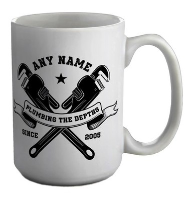 Personalisierte lustige Tasse Klempner Klempner 15 Unzen große Tasse Geschenk weiß