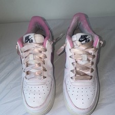 Nike Air Force 1 Kids Low Top Leather Sneakers White/Pink Rhinestone US 5.5