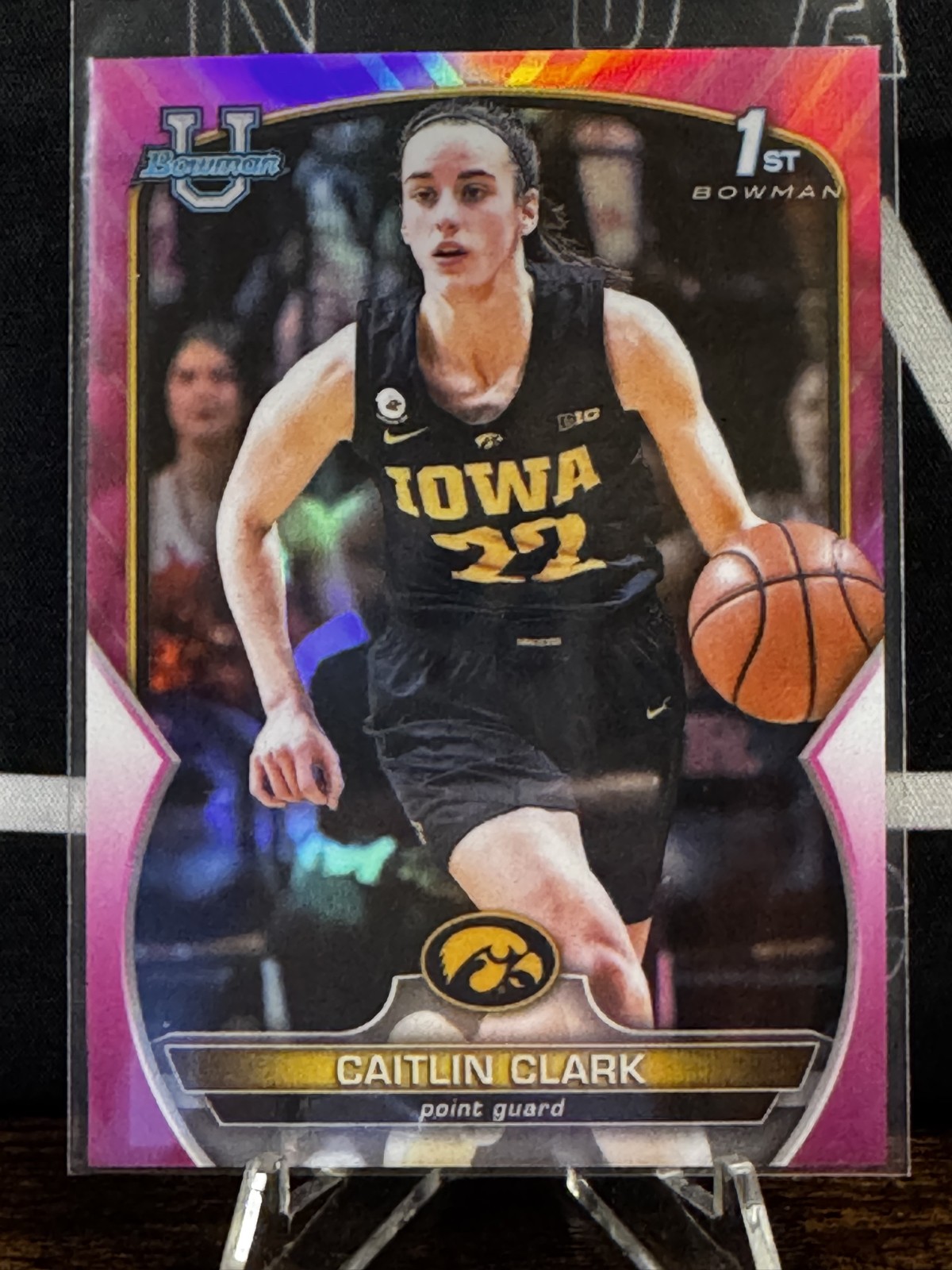 2022-23 Bowman Chrome U - Caitlin Clark 1st Bowman Pink Refractor #50 - Iowa