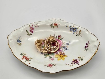 Hammersley & Co Bone China Floral  Oval Trinket Dish Gilt Decor Made in England