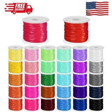32 Rolls Lanyard String Plastic Lacing Cord Gimp Boondoggle String Lanyard Kit
