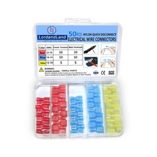 50PCS Nylon Spade Quick Disconnect Connectors Kit 22-10 AWG Male and Female E...
