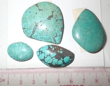 Turquoise Stone Flat Free Form Cabochon 122 Carat 4 pieces 24.4 gram