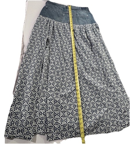 Repurposed Denim & Cotton Maxi Skirt& Crop Top Sz L Daisies Hippie OOAK Festival - Picture 8 of 11
