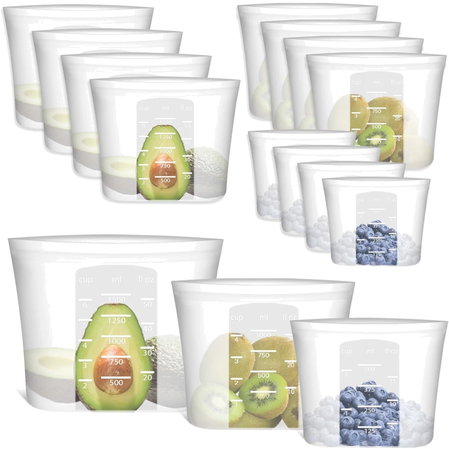 Reusable Storage Bag, 12 Pack 100% Silicone Food Storage Bags Stand Up Silico...
Opens in a new wind