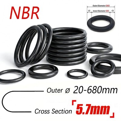 NBR O Ring Nitrile Rubber Seals 5.7mm Cross Section O-Rings Seal 8.6 -668.6mm ID