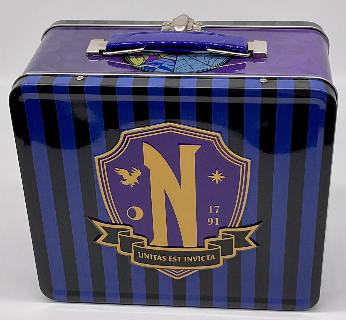 Wednesday Nevermore Academy Tin Titans Lunch Box + Beverage