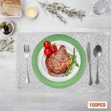 100 Pcs Green Charger Plates 13 Inch Round Plastic Vintage For Wedding Party