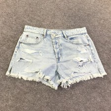 Aeropostale Shorts Womens 6 Blue Denim Mom Short 3 Inseam Distressed Raw Hem