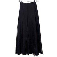 Paule Vasseur 100% Silk Maxi Skirt Size 38 Black Evening FormalFairy Whimsigoth