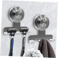 Suction Cup Razor Holder for Shower,Heavy-Duty 7KG 2 Pack Brushed Silver