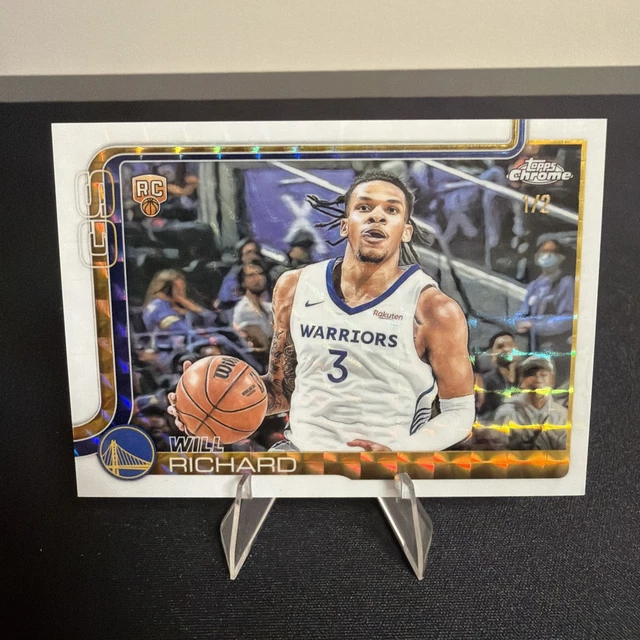 2025-26 Topps Chrome Will Richard (RC) White Geometric Refractor /2 - Warriors