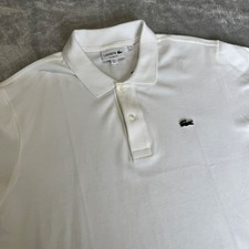 Lacoste Classic Fit Polo Shirt Mens Large White Pique Cotton Short Sleeve