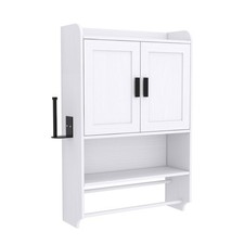 Bathroom Wall Cabinet with 2 Doors Adjustable Shelves Storage Organizer White