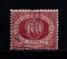 Saint-Marin 1890 Sass. 5 Oblitéré 100% 25 cents