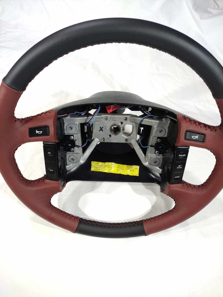 Volante Ford F150 F250 F350 92-96 Borgoña Envuelto NUEVO Cuero OEM Foto 3 de 4