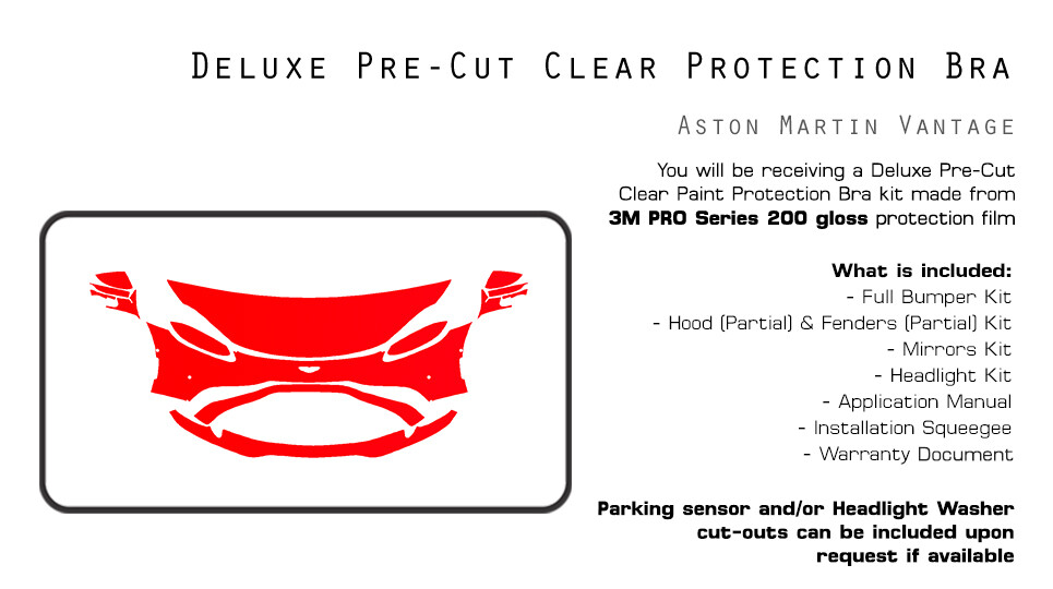 Aston Martin Vantage 19-2021 3M PRO Series PreCut Paint Protection Clear Bra PPF